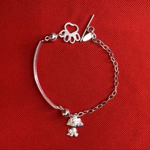 925 sterling silver bracelet with white zirconia and a little dog charm for wome